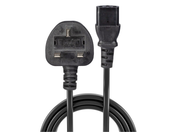 Lindy 2m UK 3 Pin Plug To IEC C13 Mains Power Cable, Black | 30433 Power Cable Lindy