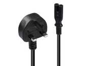 Lindy 2m UK 3 Pin Plug To IEC C7 Mains Power Cable, Black | 30444 Power Adapters & Inverters Lindy