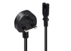 Lindy 2m UK 3 Pin Plug To IEC C7 Mains Power Cable, Black | 30444