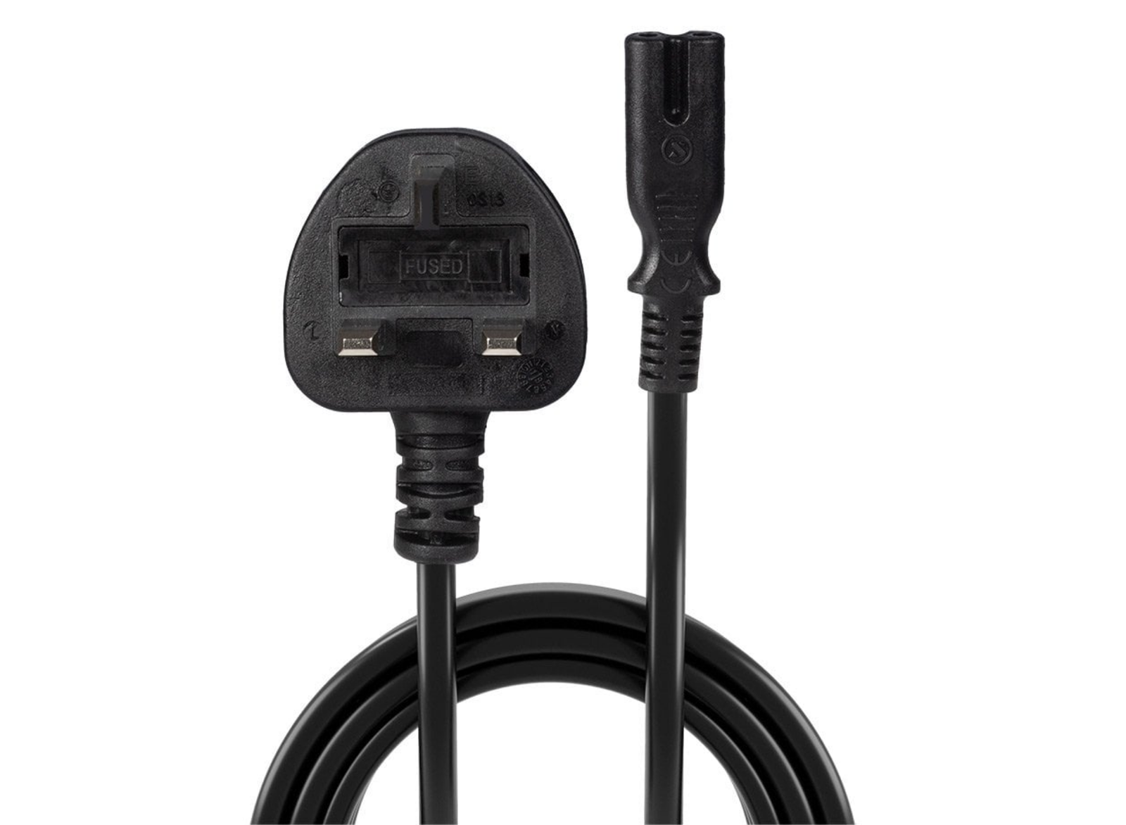Lindy 2m UK 3 Pin Plug To IEC C7 Mains Power Cable, Black | 30444 Power Adapters & Inverters Lindy