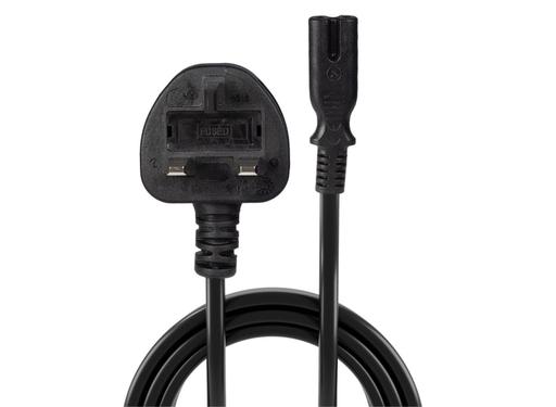 Lindy 2m UK 3 Pin Plug To IEC C7 Mains Power Cable, Black | 30444 Power Adapters & Inverters Lindy