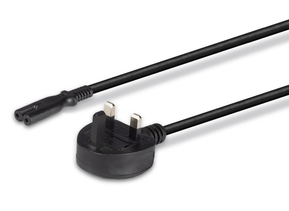 Lindy 2m UK 3 Pin Plug To IEC C7 Mains Power Cable, Black | 30444