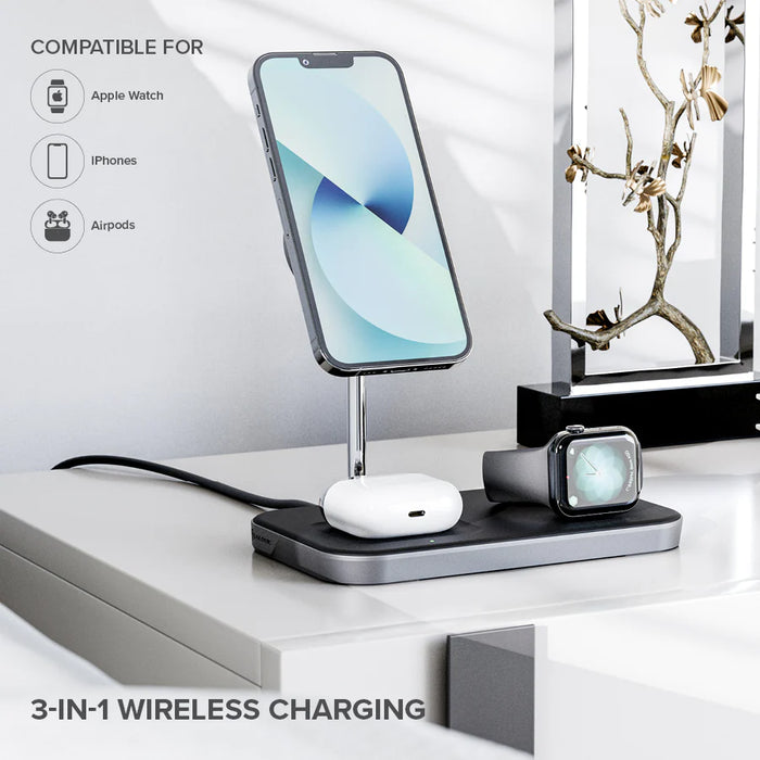 Alogic MSP31CS15W 3-in-1 Wireless Charging Station - Apple Certified Power & Charging Alogic