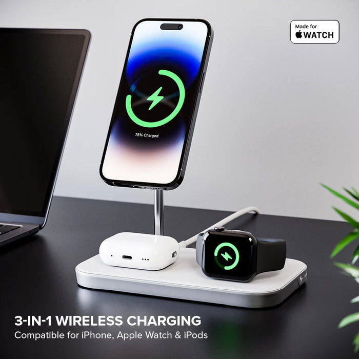 Alogic MSP31CS15W 3-in-1 Wireless Charging Station - Apple Certified Power & Charging Alogic