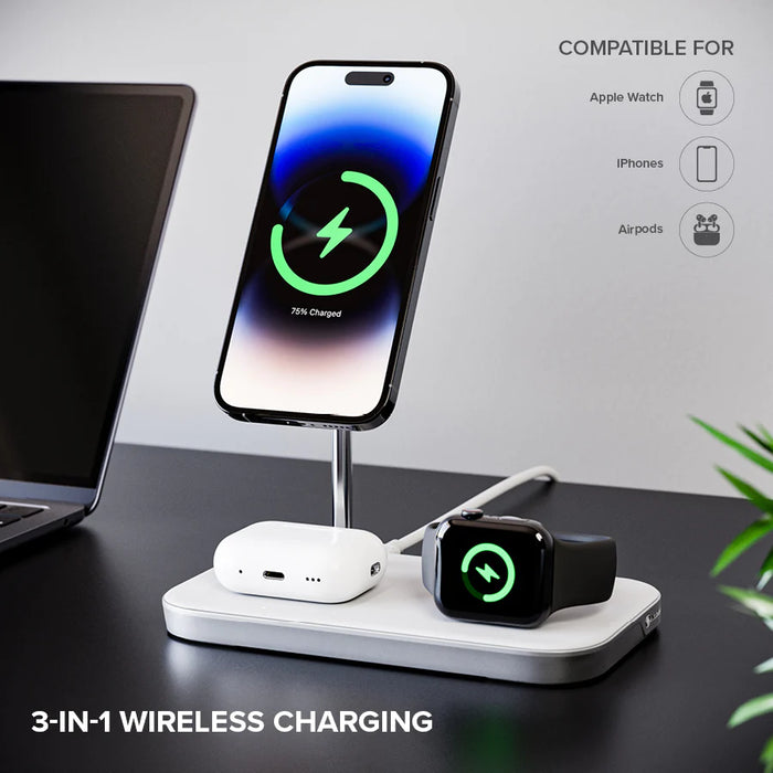 Alogic MSP31CS15W 3-in-1 Wireless Charging Station - Apple Certified Power & Charging Alogic