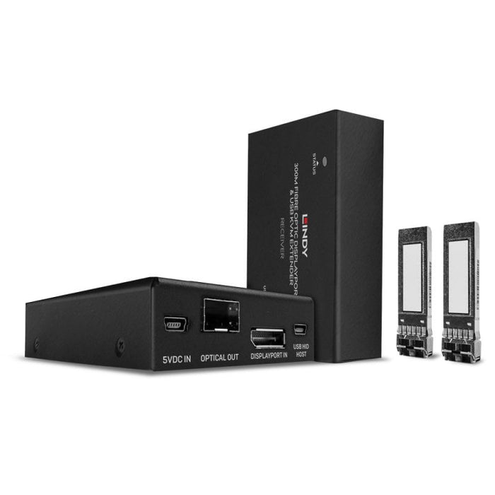 Lindy 300m Fibre Optic DisplayPort 1.2 & USB KVM Extender | 39376 AV Extender Lindy