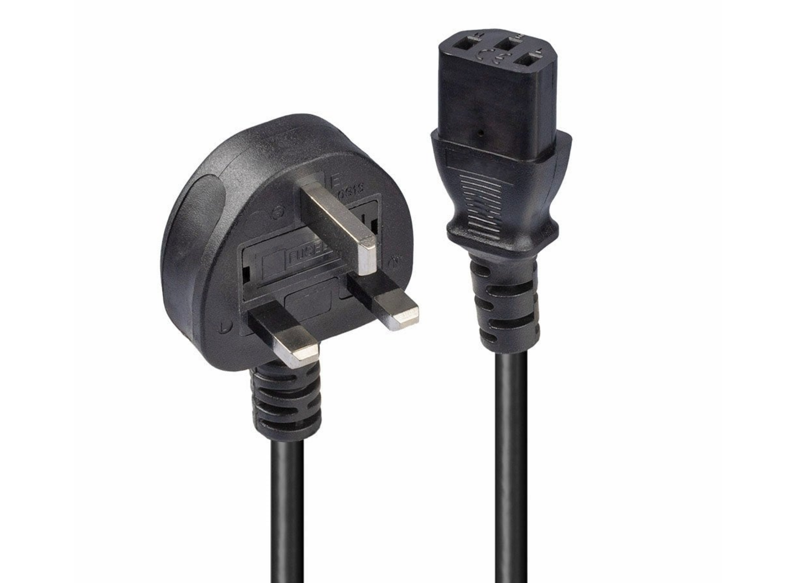Lindy 0.7m UK 3 Pin Plug to IEC C13 mains power Cable, Black | 30431 Power Cable Lindy