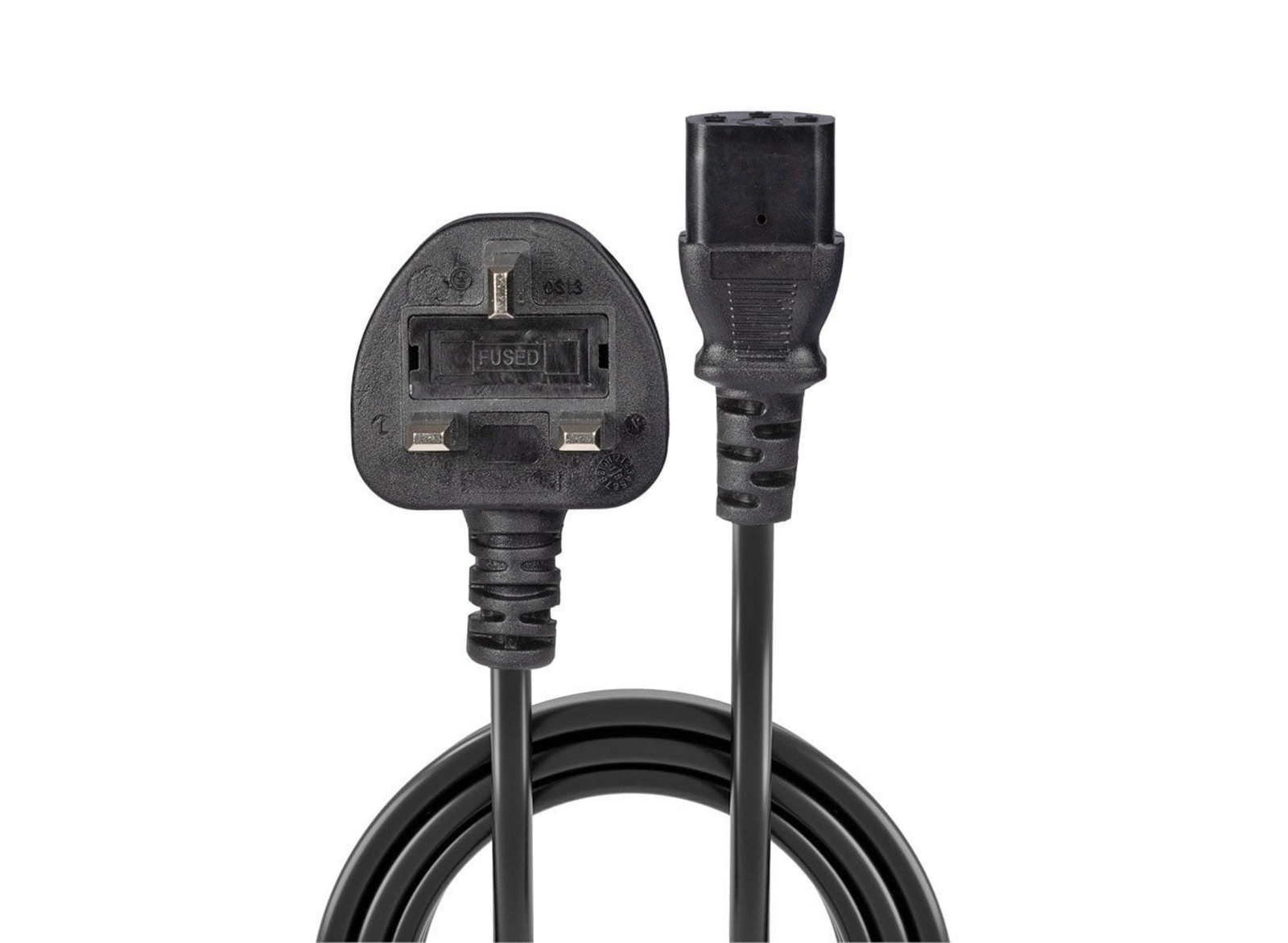 Lindy 0.7m UK 3 Pin Plug to IEC C13 mains power Cable, Black | 30431 Power Cable Lindy