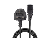 Lindy 0.7m UK 3 Pin Plug to IEC C13 mains power Cable, Black | 30431 Power Cable Lindy