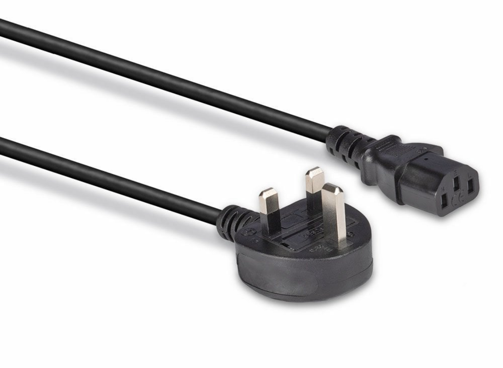 Lindy 0.7m UK 3 Pin Plug to IEC C13 mains power Cable, Black | 30431 Power Cable Lindy