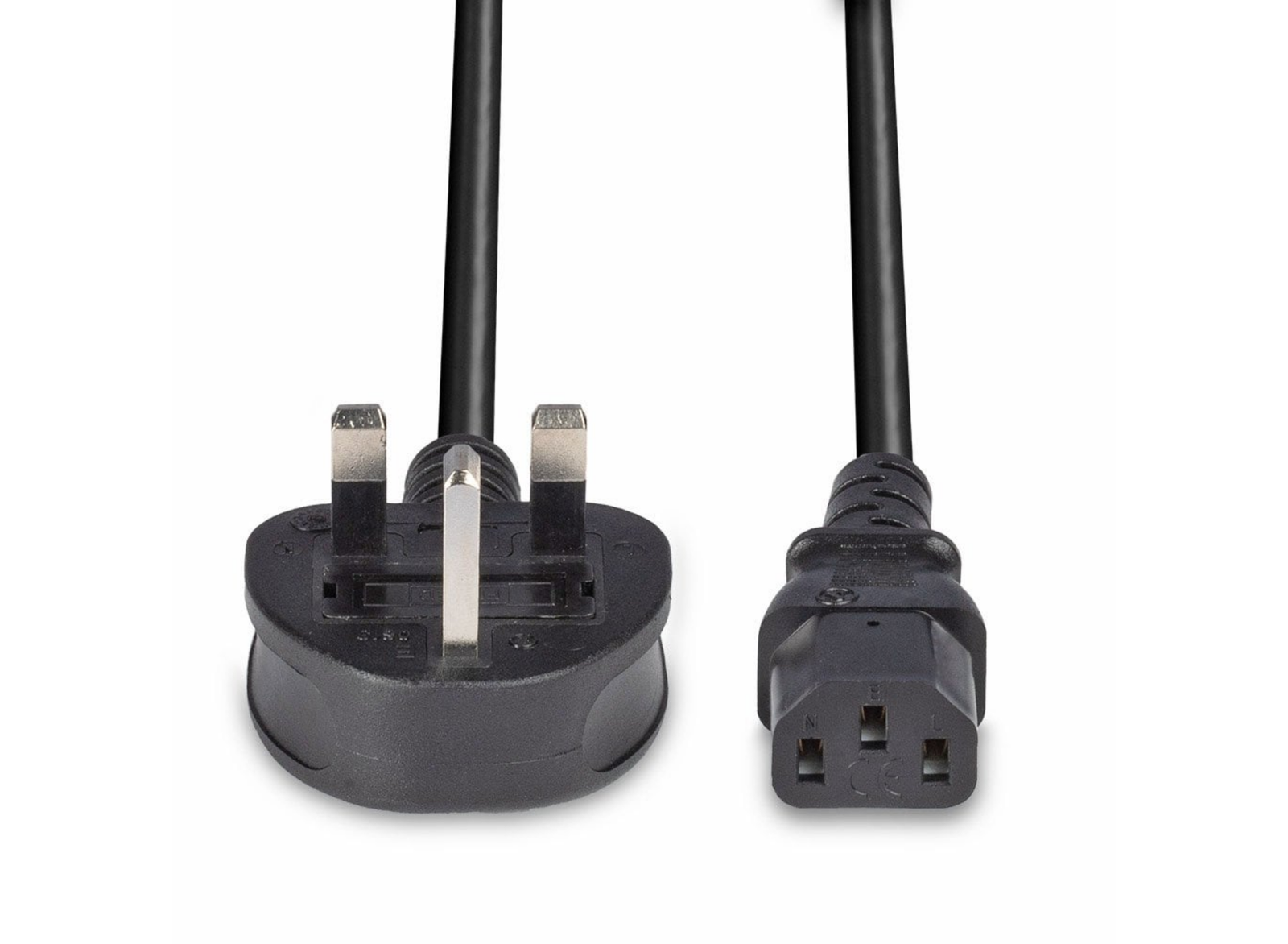 Lindy 0.7m UK 3 Pin Plug to IEC C13 mains power Cable, Black | 30431 Power Cable Lindy