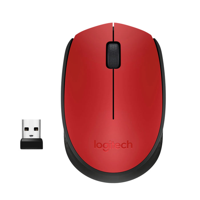 Logitech M171 1000dpi 3-Button Wireless Optical Computer Mouse (Red) | 910-004641