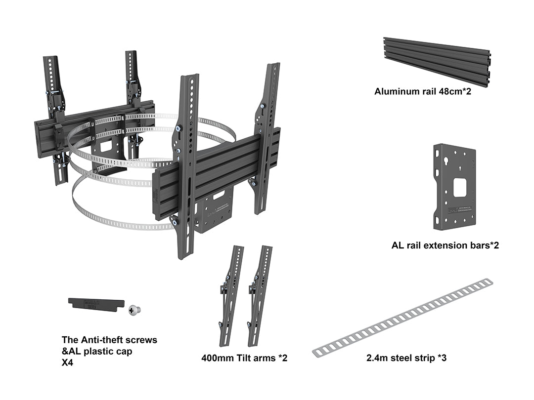 Multibrackets Pro Series M Wallmount Column Dual - (32"-65") Wall Mount Bracket Multibrackets