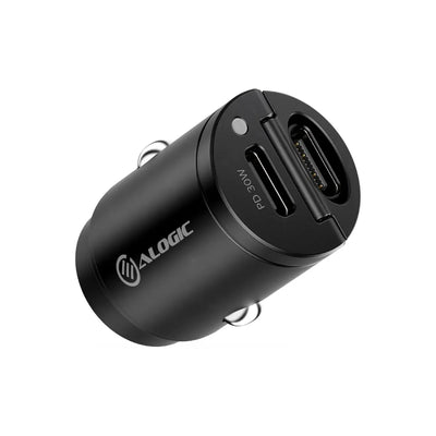 Alogic CRCC30 30W Rapid Power Mini Car Charger 2xUSB-C Power Cable Alogic