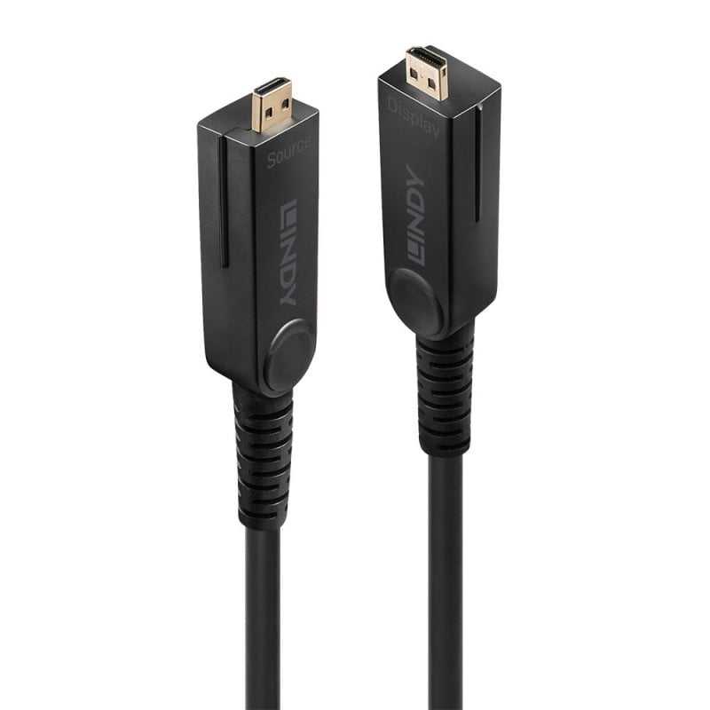 Lindy 30m Fibre Optic Hybrid Micro-HDMI 18G Cable with Detachable HDMI & DVI Connectors | 38322 Adapter / Converter Lindy