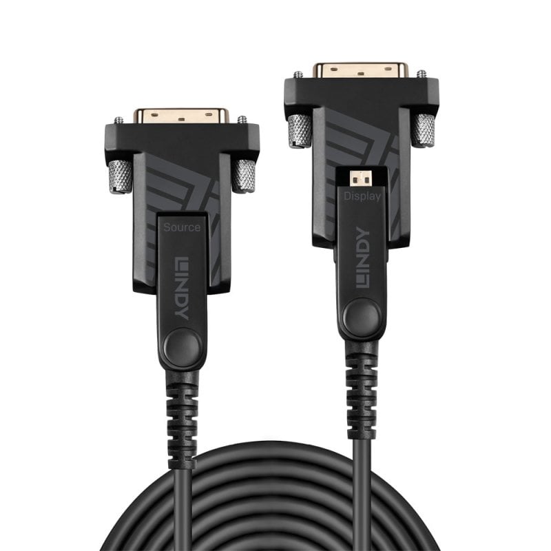 Lindy 30m Fibre Optic Hybrid Micro-HDMI 18G Cable with Detachable HDMI & DVI Connectors | 38322 Adapter / Converter Lindy