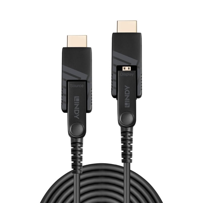 Lindy 30m Fibre Optic Hybrid Micro-HDMI 18G Cable with Detachable HDMI & DVI Connectors | 38322 Adapter / Converter Lindy