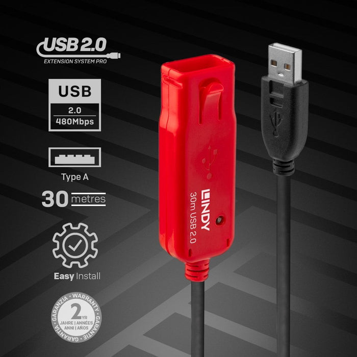 Lindy 30m USB 2.0 Active Extension Pro | 42923 USB Cable Lindy