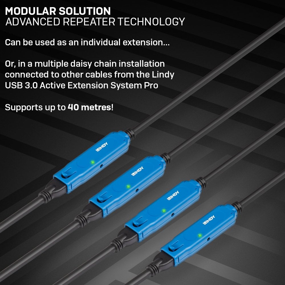 Lindy 30m USB 3.0 Active Extension Pro | 43362 USB Cable Lindy