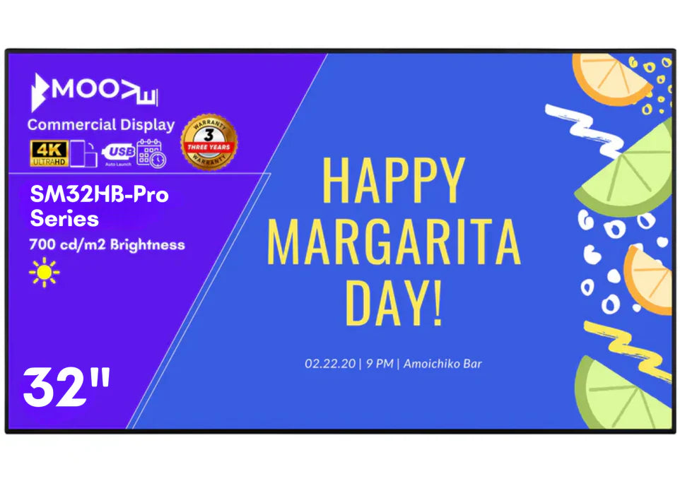 Moove 32 Inch High Brightness Digital Signage Display 700 cd/m² Android 14 - Full HD Commercial Monitor High Brightness Digital Signage ScreenMoove