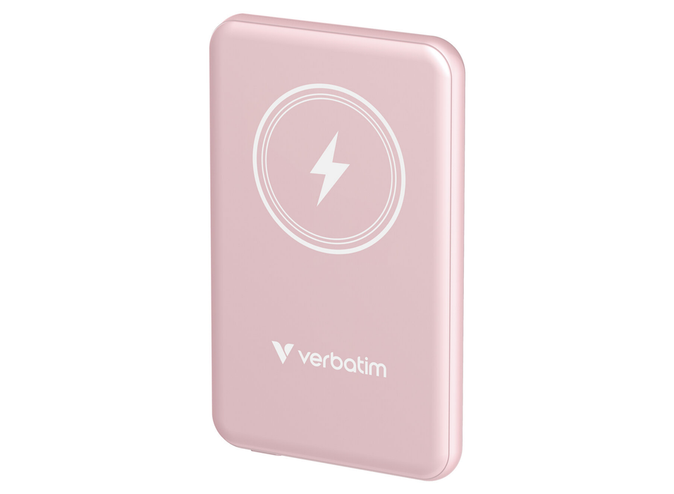 Verbatim Charge 'n' Go Magnetic Wireless Power Bank 5000 mAh - Pink | 32243