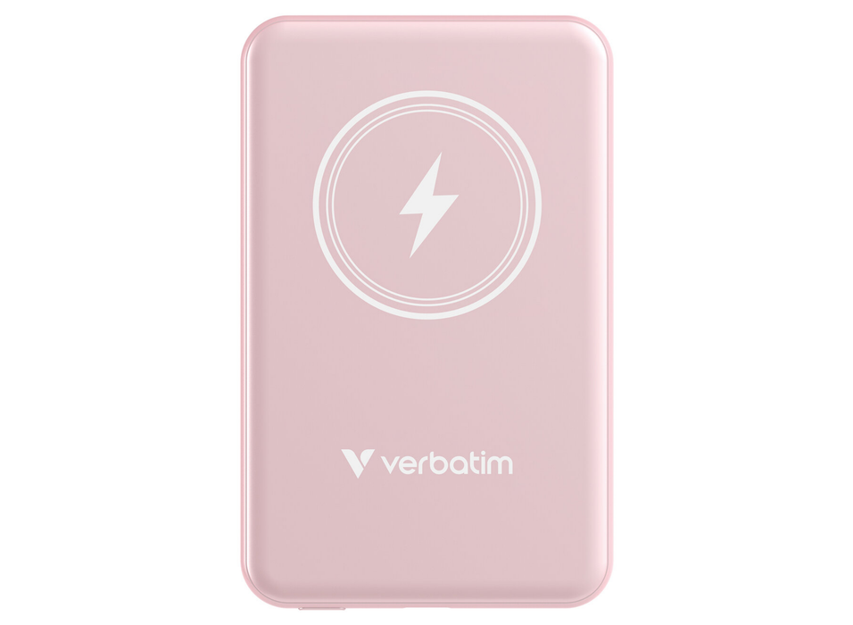Verbatim Charge 'n' Go Magnetic Wireless Power Bank 5000 mAh - Pink | 32243