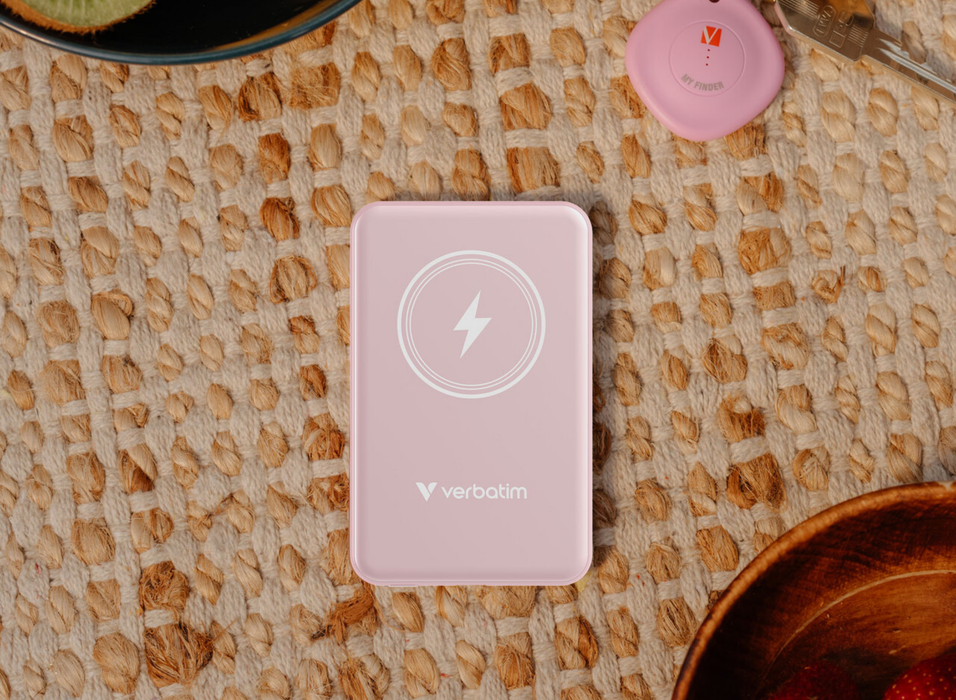 Verbatim Charge 'n' Go Magnetic Wireless Power Bank 5000 mAh - Pink | 32243