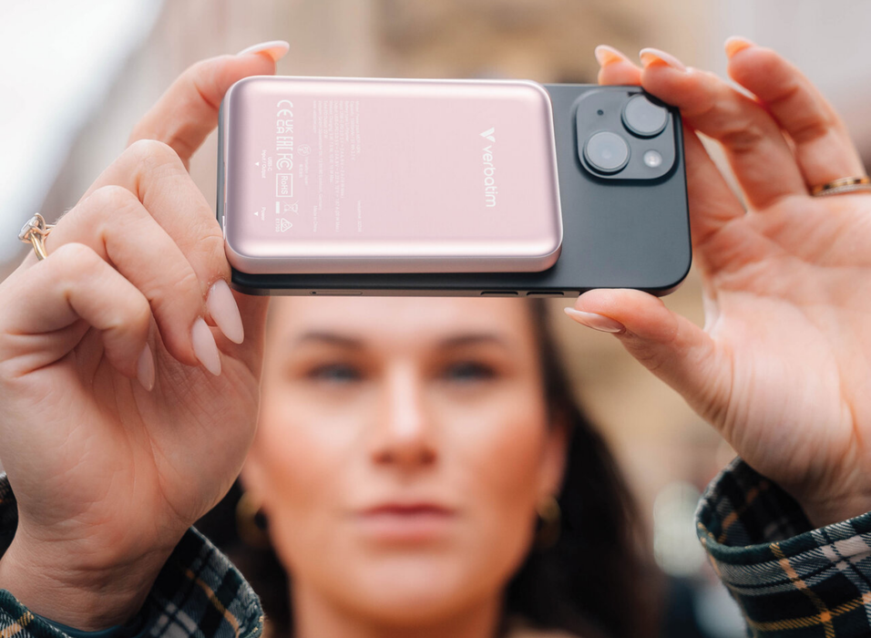 Verbatim Charge 'n' Go Magnetic Wireless Power Bank 10000 mAh - Pink | 32248