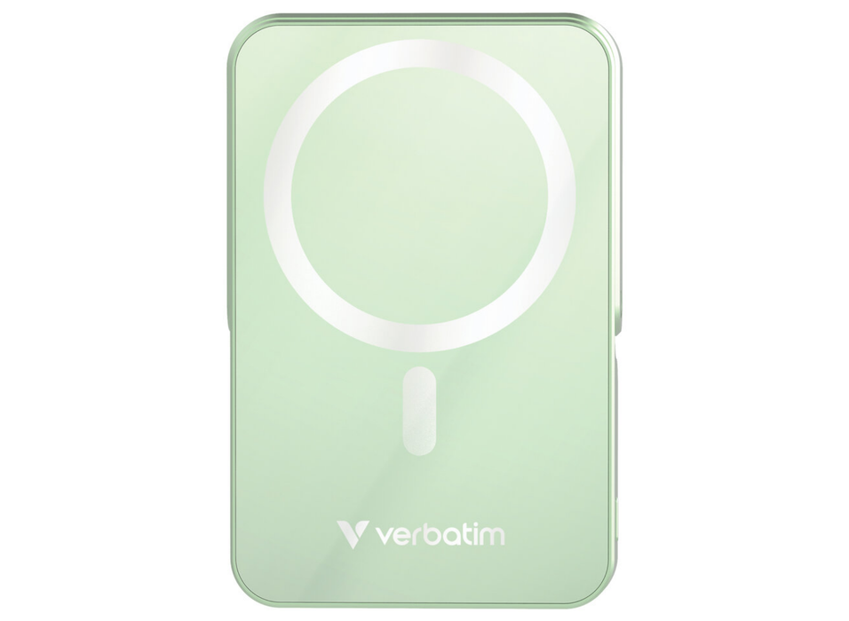 Verbatim Charge 'n' Go Magnetic Wireless Charging Power Bank Glass with Stand 10000 mAh – Green | 32259