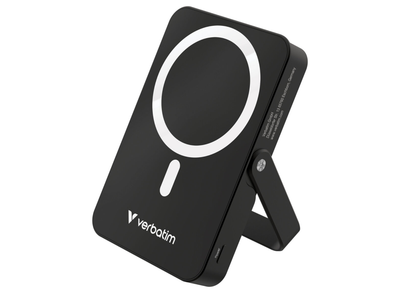 Verbatim Charge 'n' Go Magnetic Wireless Charging Power Bank Glass with Stand 10000 mAh – Black | 32264
