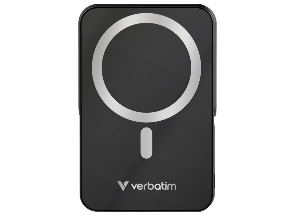 Verbatim Charge 'n' Go Magnetic Wireless Charging Power Bank Glass with Stand 10000 mAh – Black | 32264