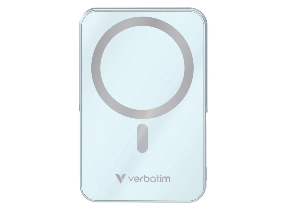 Verbatim Charge 'n' Go Magnetic Wireless Charging Power Bank Glass with Stand 10000 mAh – Blue | 32266