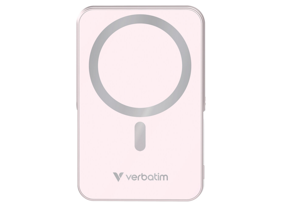 Verbatim Charge 'n' Go Magnetic Wireless Charging Power Bank Glass with Stand 10000 mAh – Pink | 32267