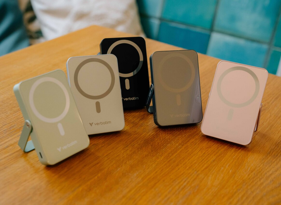 Verbatim Charge 'n' Go Magnetic Wireless Charging Power Bank Glass with Stand 10000 mAh – Pink | 32267