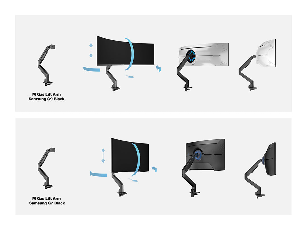 Multibrackets Up to 32" M Gas Lift Arm Samsung G7 Single Black Monitor Arm Desk Mount Multibrackets