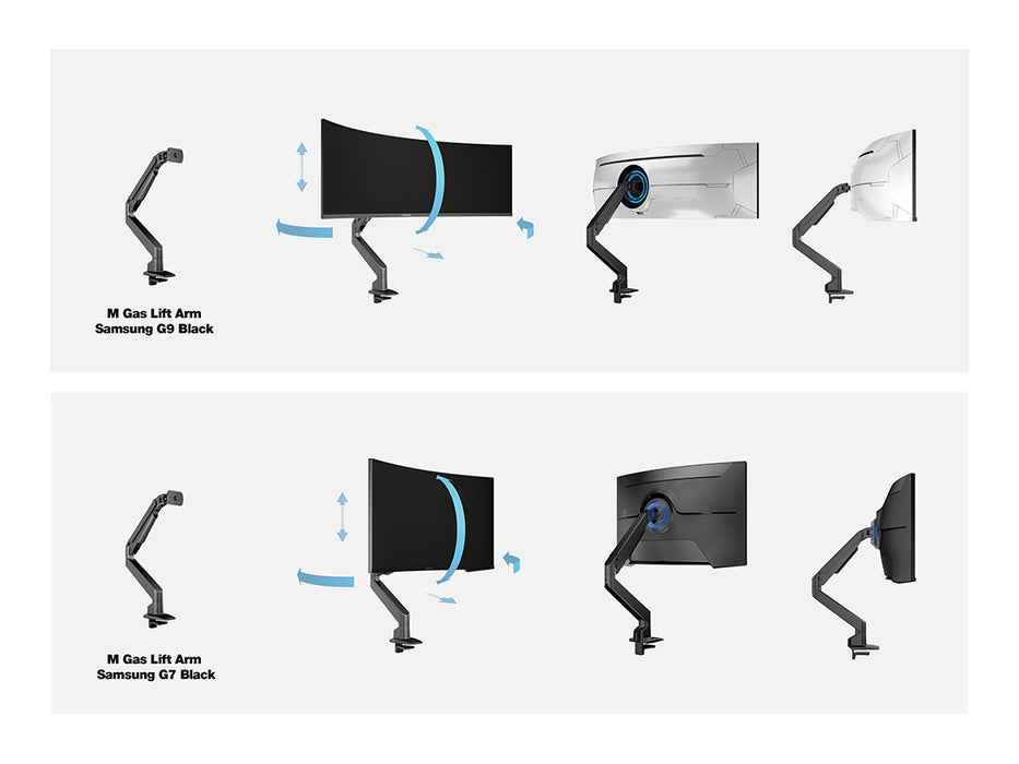 Multibrackets 32" M Gas Lift Arm Samsung G7 Single Black | 7350105213274