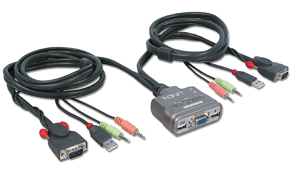 Lindy KVM Switch Compact USB Audio, 2 Port | 32797