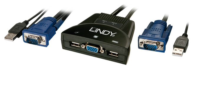 Lindy KVM Switch Classic USB & VGA 2 Port | 32816 Switches Lindy