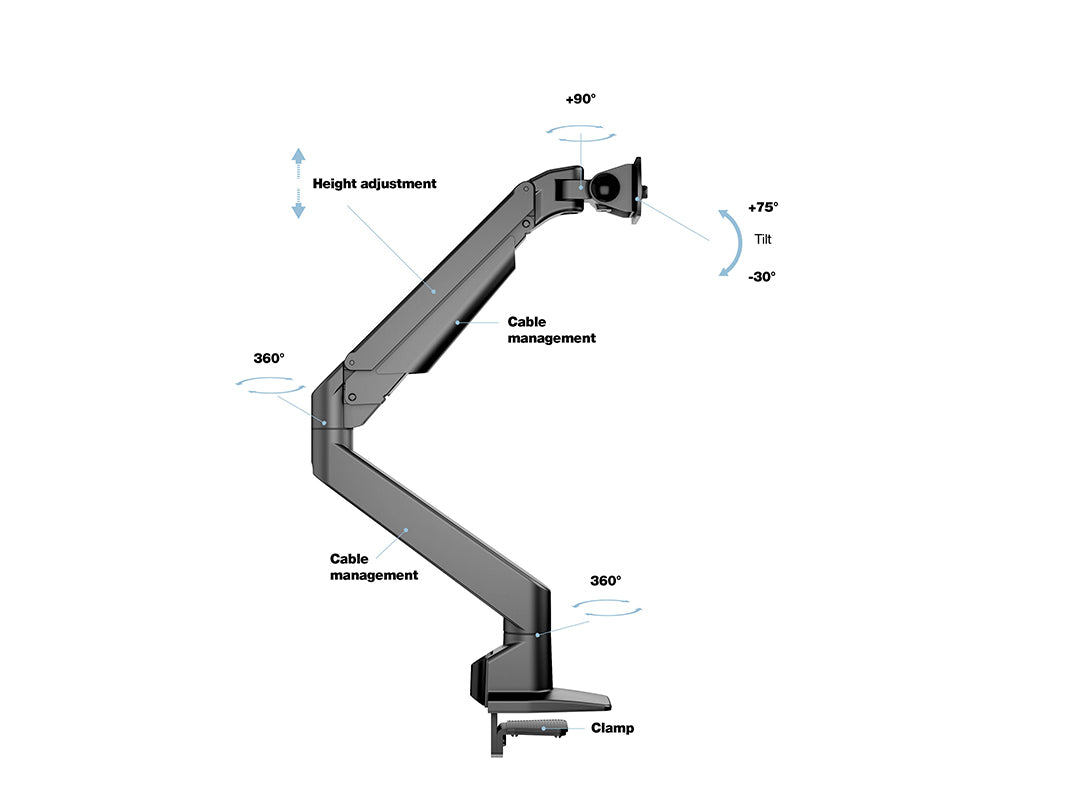 Multibrackets Up to 49" M Gas Lift Arm Samsung G9 Single Black Monitor Arm Desk Mount Multibrackets