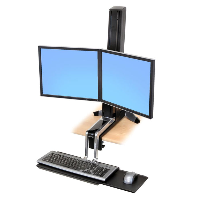 Ergotron 33-341-200 WorkFit-S, Dual Monitor Sit-Stand Workstation Monitor Arm Desk Mount Ergotron