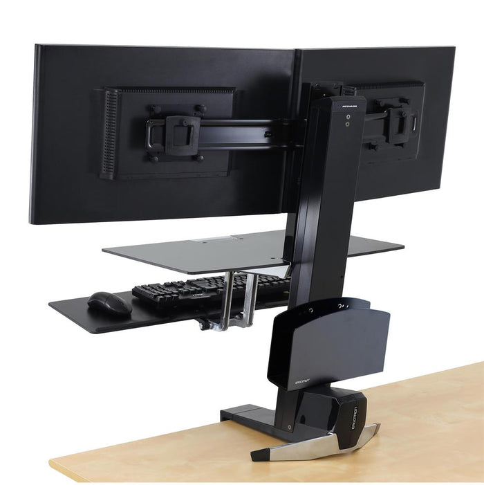 Ergotron 33-349-200 WorkFit-S, Dual Workstation with Worksurface, Black Monitor Arm Desk Mount Ergotron