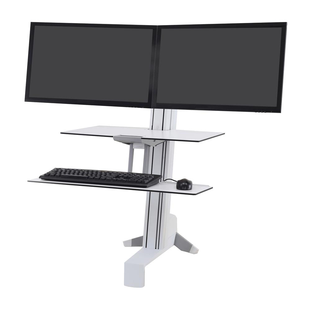Ergotron 33-349-211 WorkFit-S, Dual Workstation with Worksurface, White Monitor Arm Desk Mount Ergotron