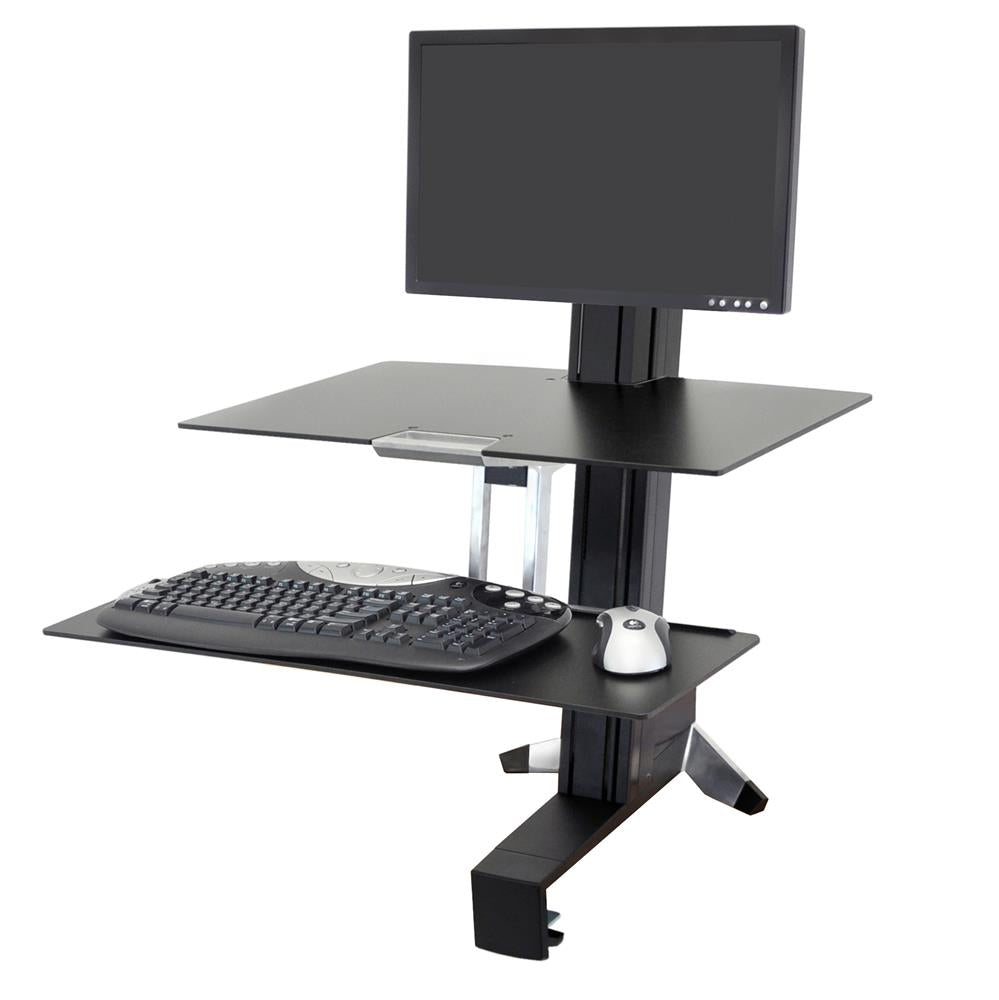 Ergotron 33-350-200 WorkFit-S, Single LD Workstation with Worksurface, Black Monitor Arm Desk Mount Ergotron
