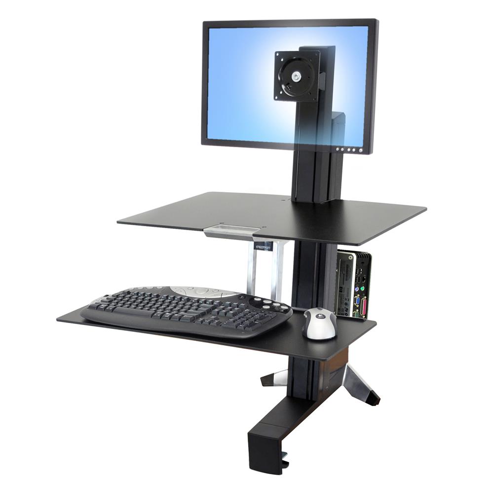 Ergotron 33-350-200 WorkFit-S, Single LD Workstation with Worksurface, Black Monitor Arm Desk Mount Ergotron