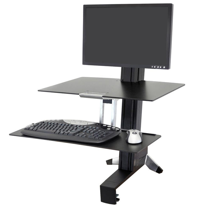 Ergotron 33-351-200 WorkFit-S, Single HD Workstation with Worksurface, Black Monitor Arm Desk Mount Ergotron