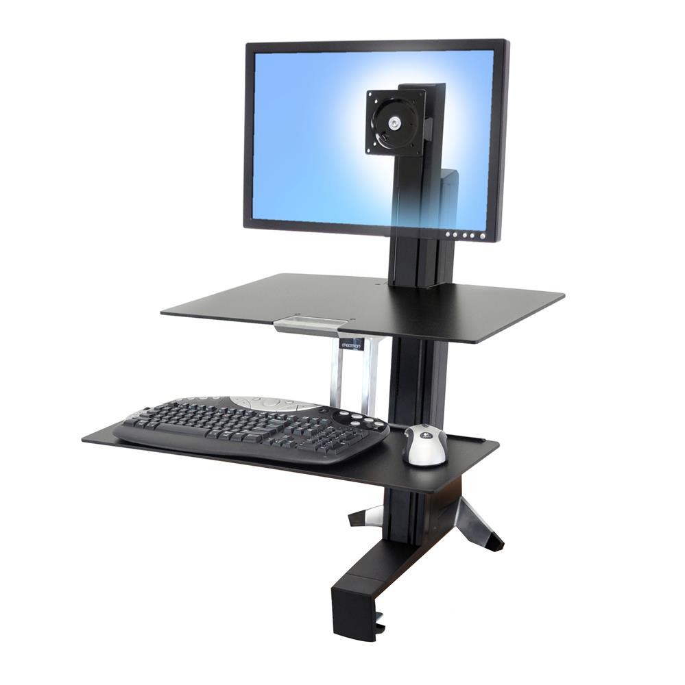 Ergotron 33-351-200 WorkFit-S, Single HD Workstation with Worksurface, Black Monitor Arm Desk Mount Ergotron