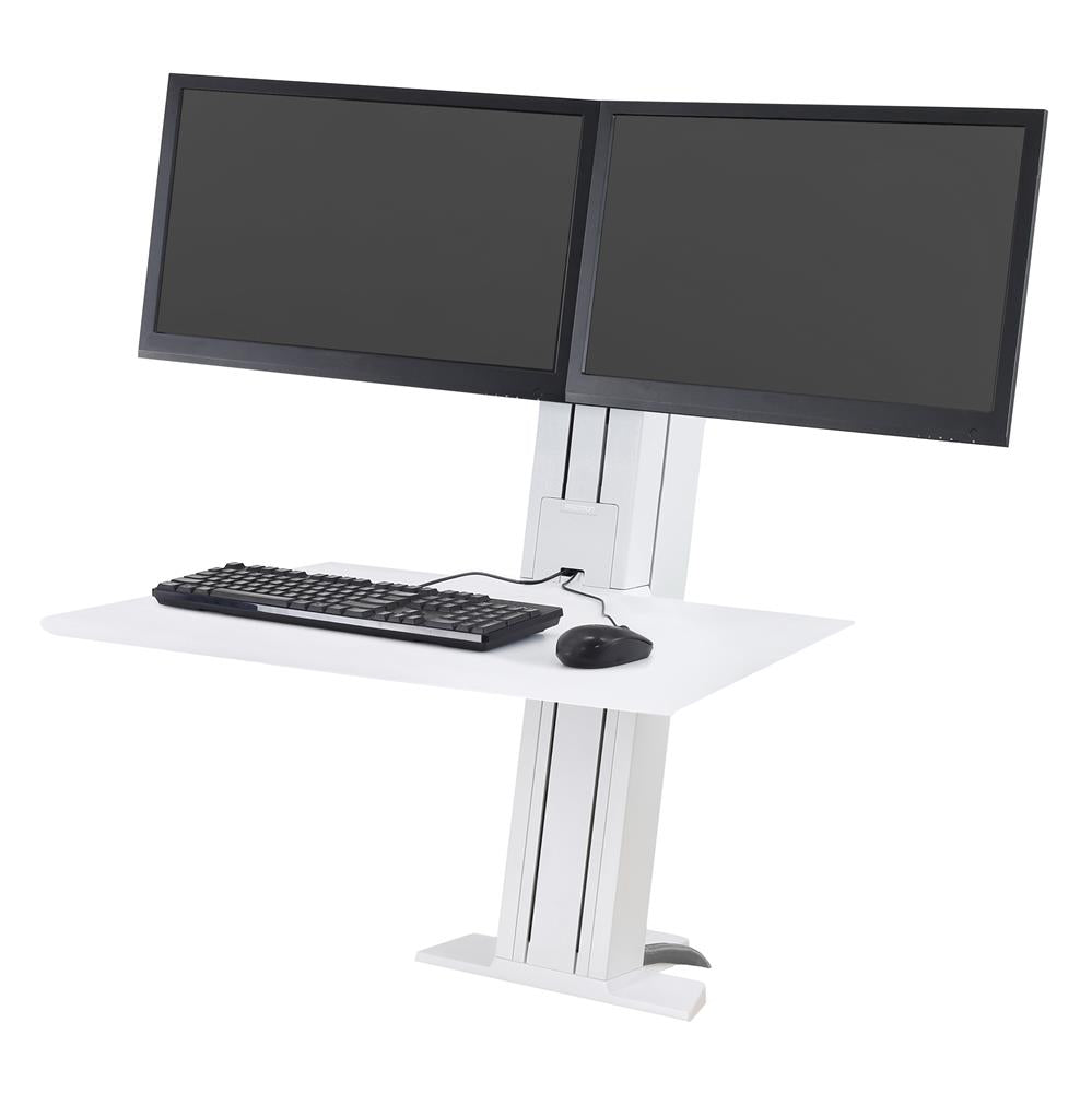 Ergotron 33-407-062 WorkFit-SR, Dual Monitor, Standing Desk Workstation, White Monitor Arm Desk Mount Ergotron
