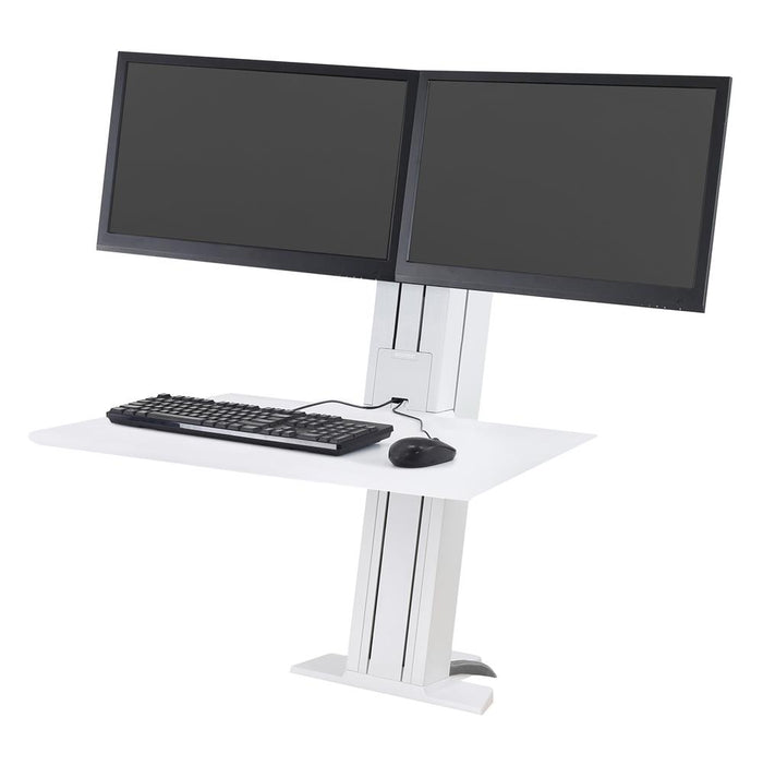 Ergotron 33-407-062 WorkFit-SR, Dual Monitor, Standing Desk Workstation, White Monitor Arm Desk Mount Ergotron