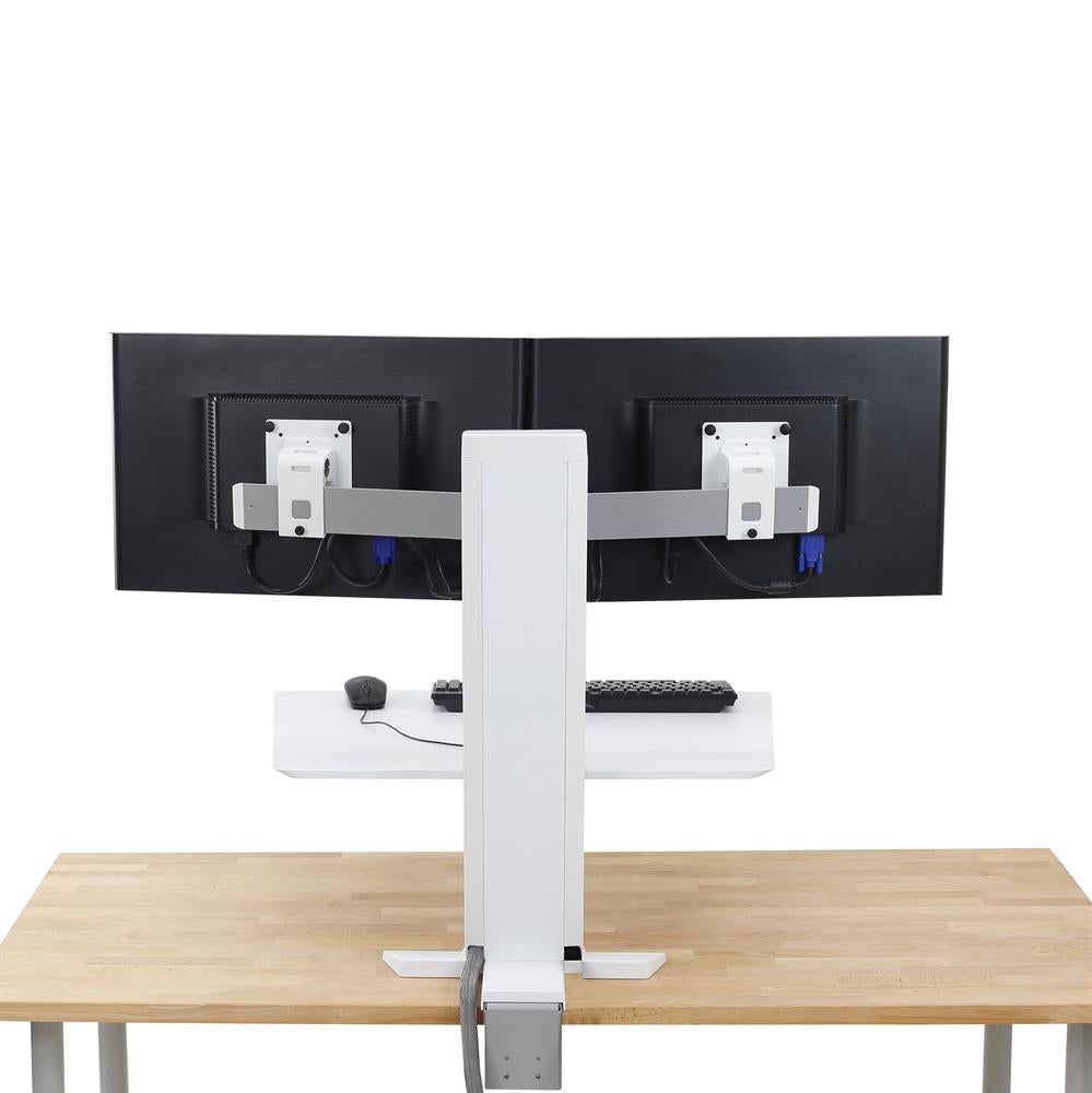 Ergotron 33-407-062 WorkFit-SR, Dual Monitor, Standing Desk Workstation, White Monitor Arm Desk Mount Ergotron