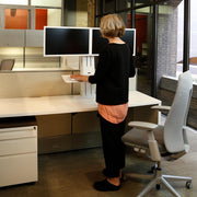Ergotron 33-407-062 WorkFit-SR, Dual Monitor, Standing Desk Workstation, White Monitor Arm Desk Mount Ergotron
